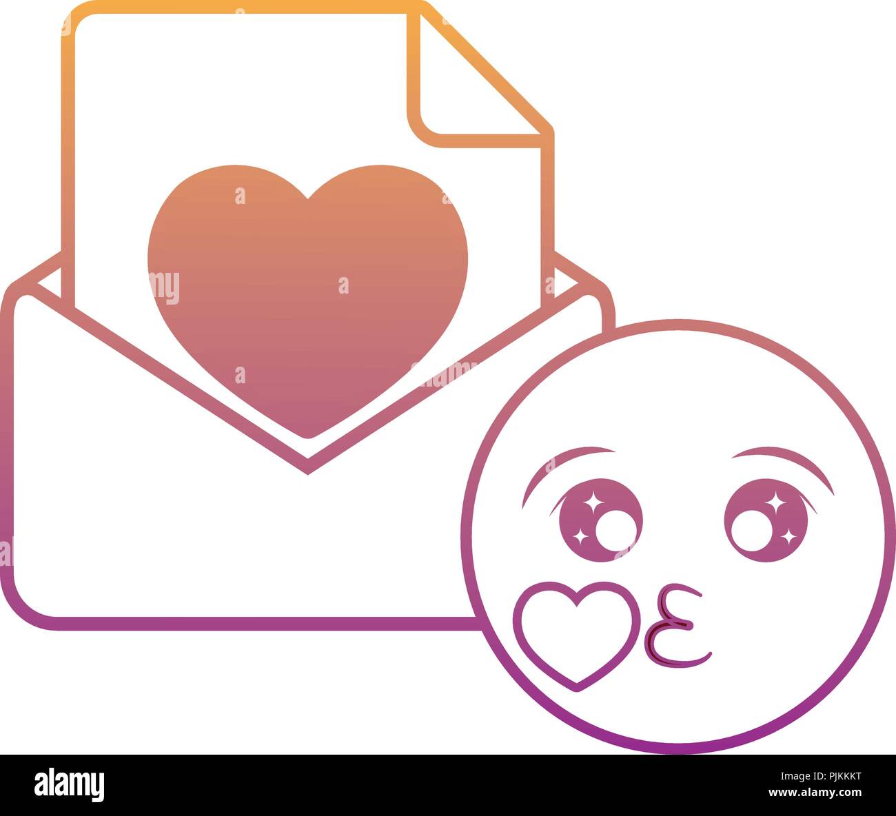 Lettre d'amour et de baiser l'icône emoji sur fond blanc, vector illustration Illustration de Vecteur