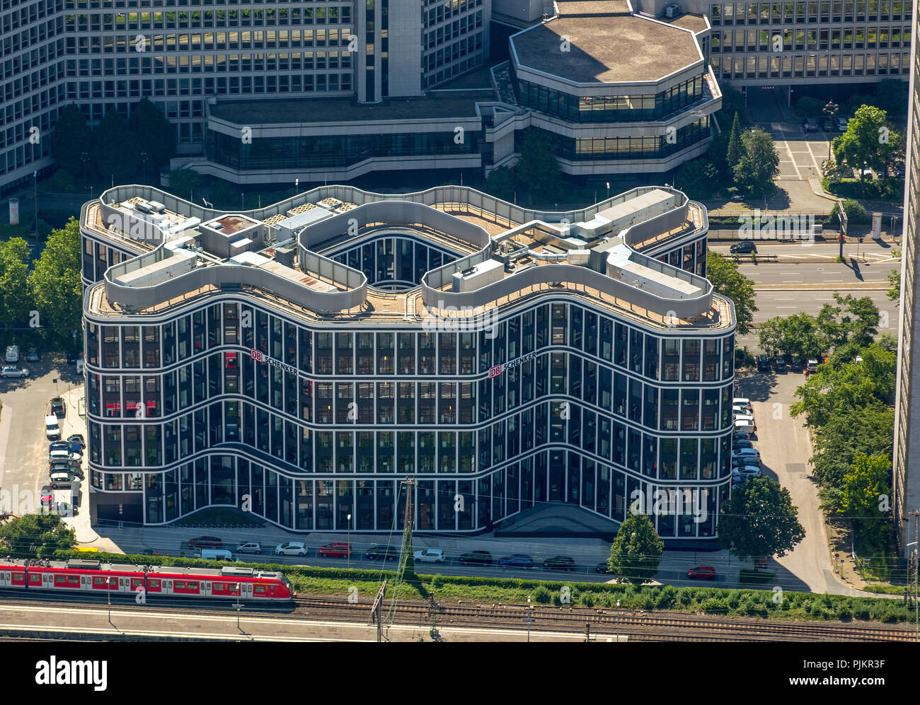 DB Schenker Logistics sur la Kruppstraße, immeuble de bureaux, Doppel-X, Essen, Ruhr, Rhénanie du Nord-Westphalie, Allemagne Banque D'Images