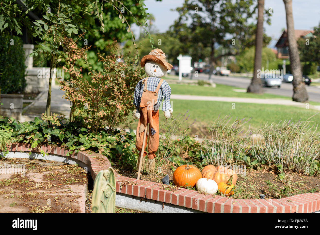 En face de la maison d'Halloween decorations Banque D'Images