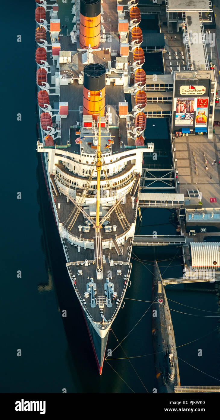 RMS Queen Mary, Ocean Steamer, Hôtel Queen Mary à Long Beach Harbor, Long Beach, Los Angeles County, Californie, USA Banque D'Images