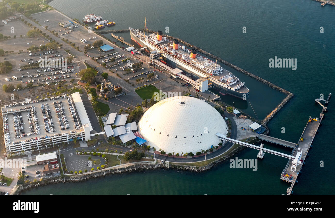 RMS Queen Mary, Ocean Steamer, Hôtel Queen Mary à Long Beach Harbor, Long Beach, Los Angeles County, Californie, USA Banque D'Images