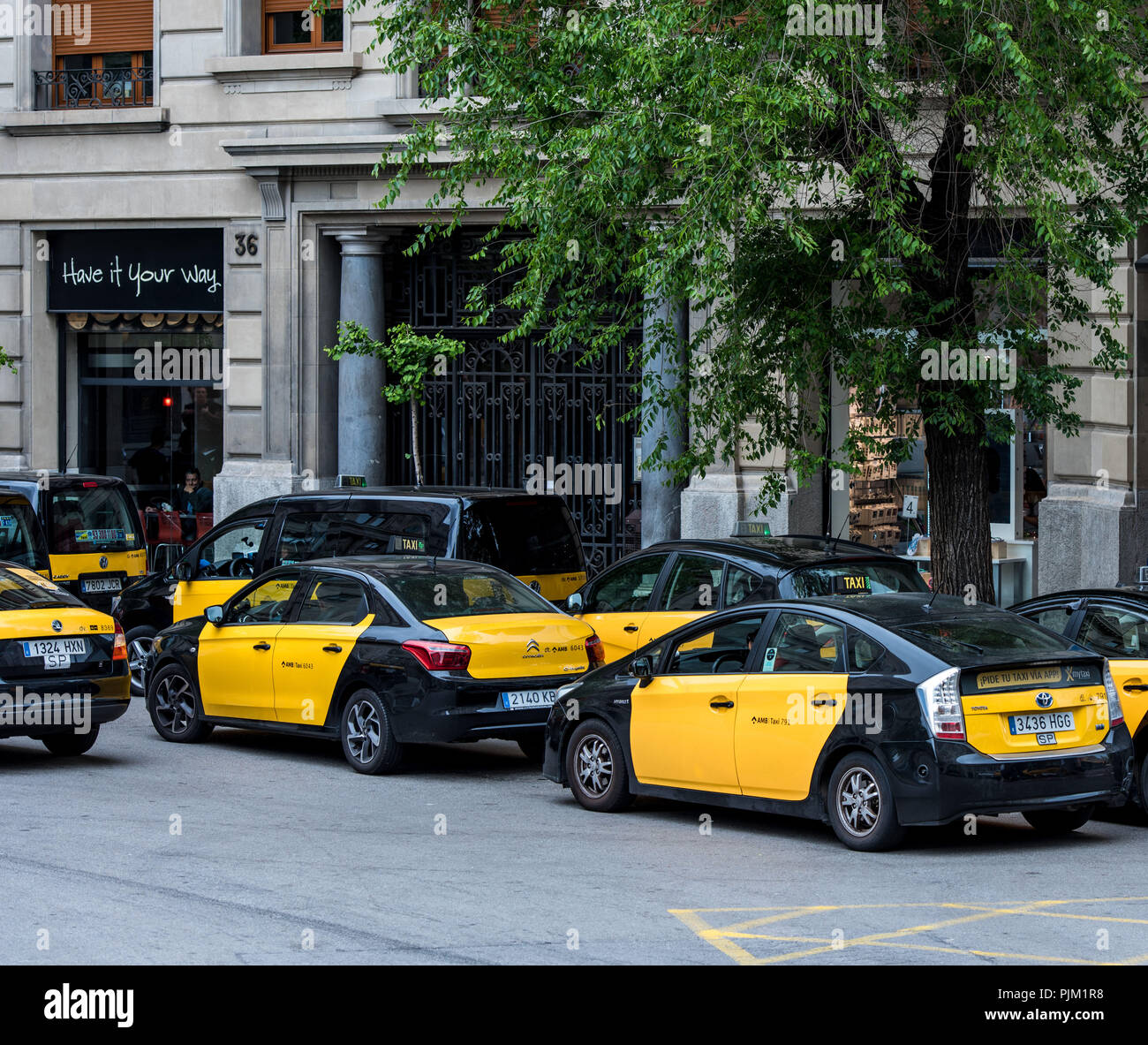 Station de taxi à Barcelone Banque D'Images