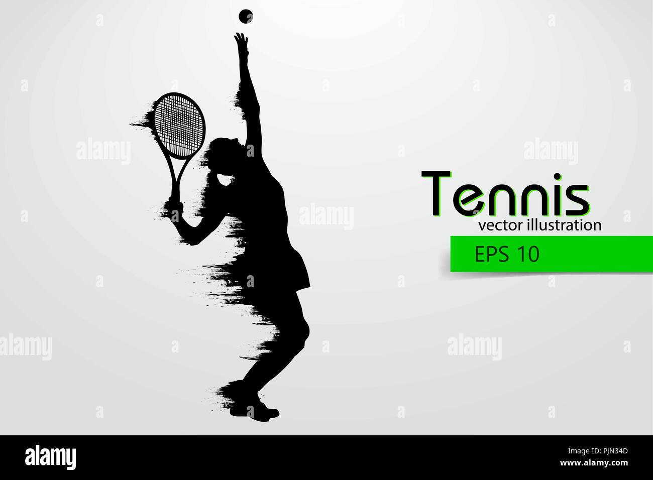 Silhouette d'un joueur de tennis. Le texte et le fond sur un calque séparé, la couleur peut être changée en un clic. Vector illustration Illustration de Vecteur