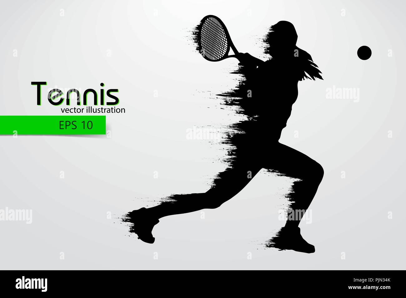 Silhouette d'un joueur de tennis. Le texte et le fond sur un calque séparé, la couleur peut être changée en un clic. Vector illustration Illustration de Vecteur