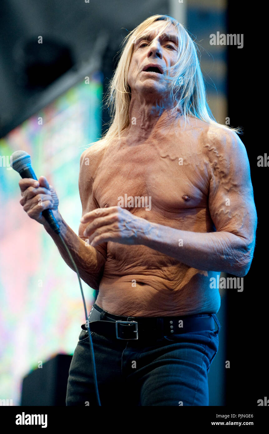 Groupe punk américain Iggy Pop & The Stooges en concert à la deuxième journée de la Suikerrock festival à Tienen (Belgique, 29/07/2011) Banque D'Images