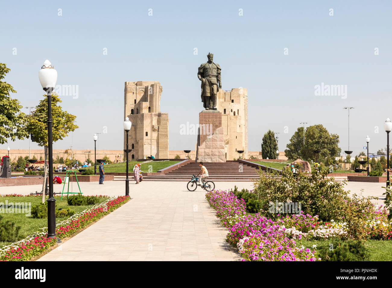 Le monument à l'Turco-Mongol conquérant Amir Temour dans Shahrisabz, Ouzbékistan. Banque D'Images