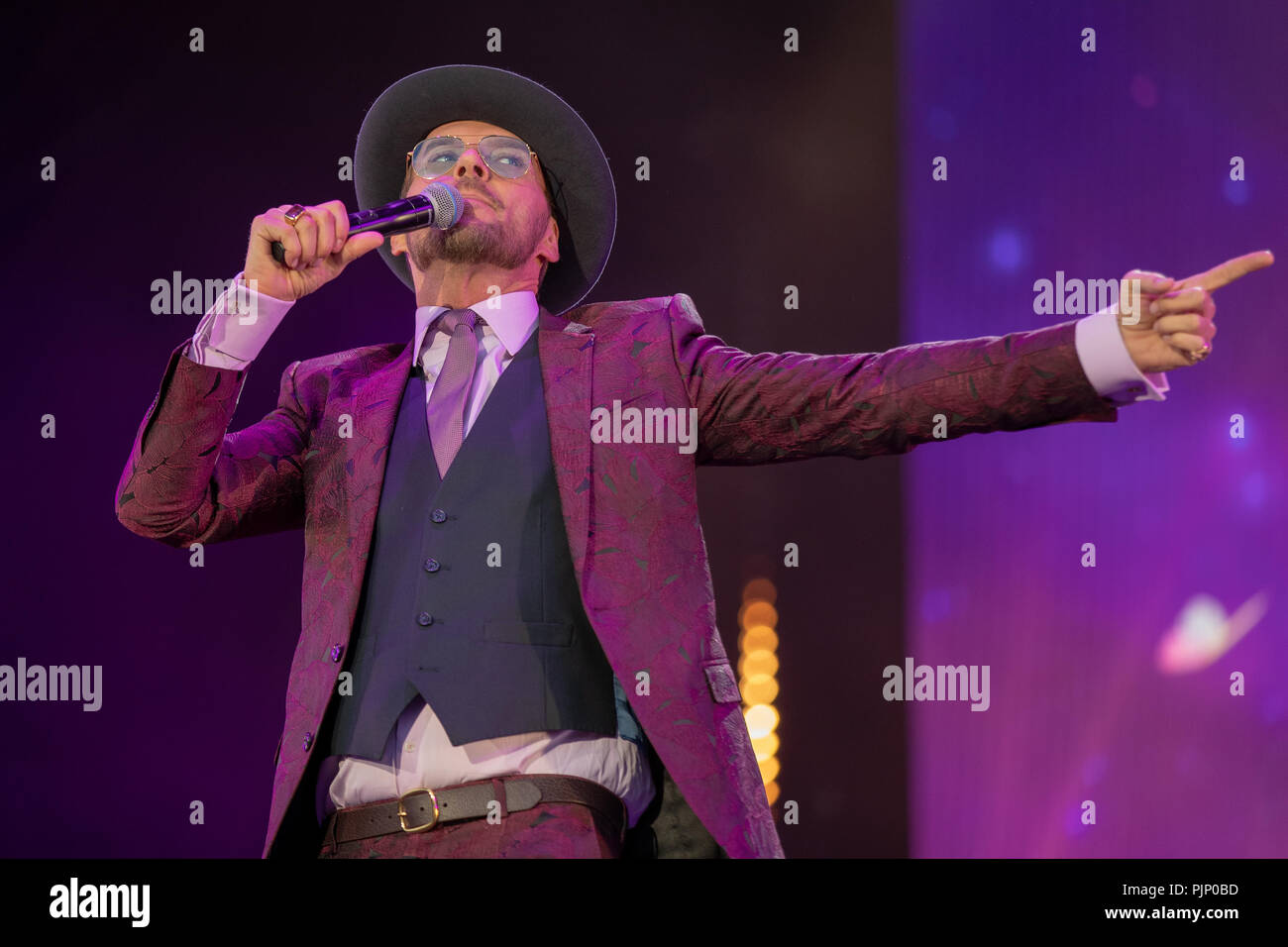 Singer-songwriter Matt Goss effectuant à prom du Park, Hyde Park, Angleterre.© Jason Richardson / Alamy Live News Banque D'Images