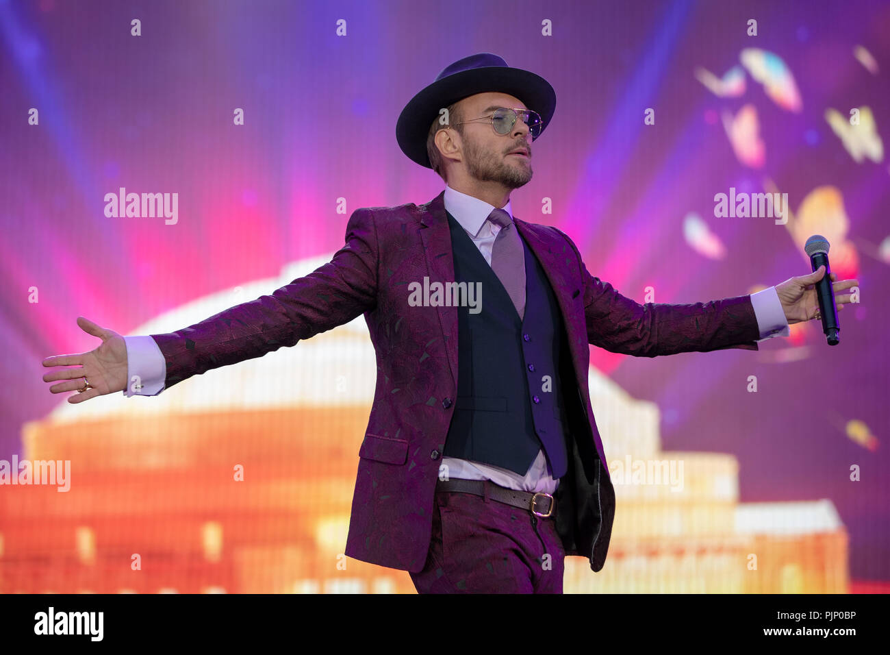 Singer-songwriter Matt Goss effectuant à prom du Park, Hyde Park, Angleterre.© Jason Richardson / Alamy Live News Banque D'Images