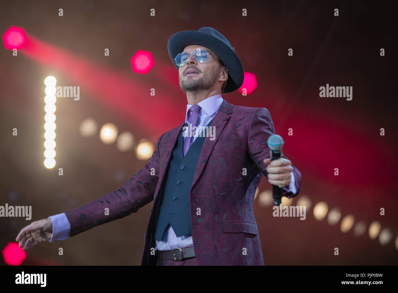 Singer-songwriter Matt Goss effectuant à prom du Park, Hyde Park, Angleterre.© Jason Richardson / Alamy Live News Banque D'Images