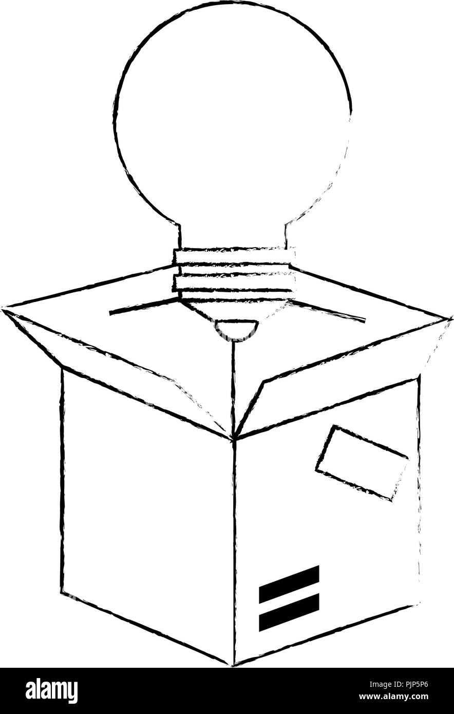Emballage carton avec ampoule Illustration de Vecteur