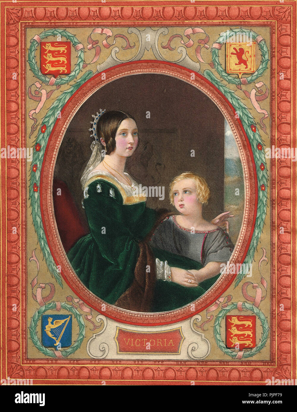 La reine Victoria avec Albert Edward, prince de Galles, le futur roi Édouard VII, vers 1844-5 Banque D'Images