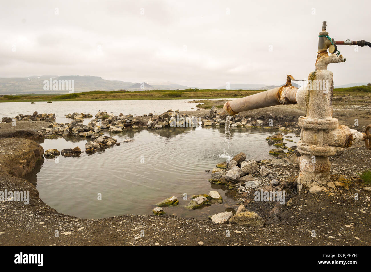 Landbrotalaug, une piscine d'eau de source chaude dans le trou de l'Islande Banque D'Images