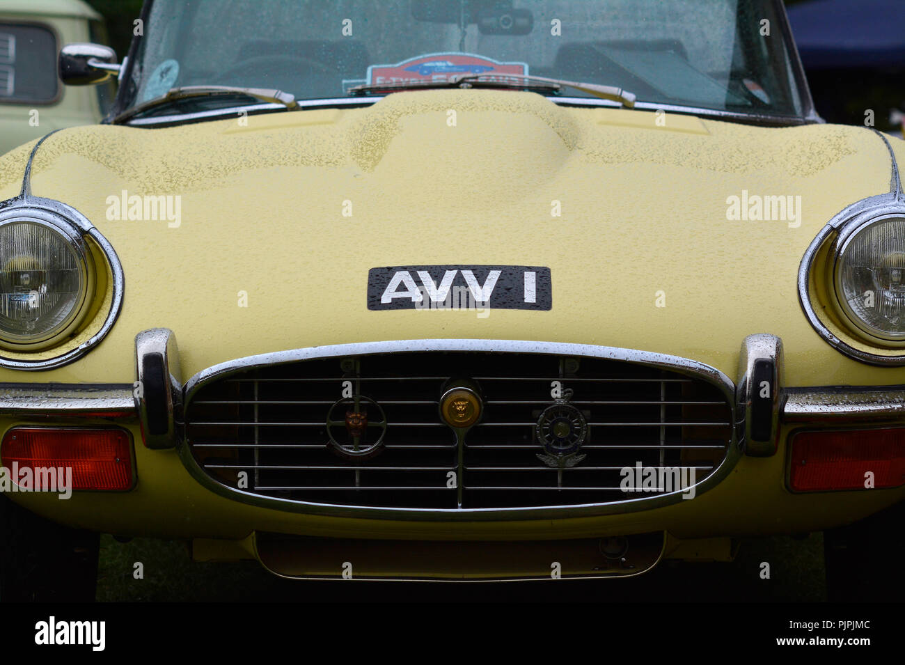 Close up photo d'une Jaguar Type E voiture classique Banque D'Images