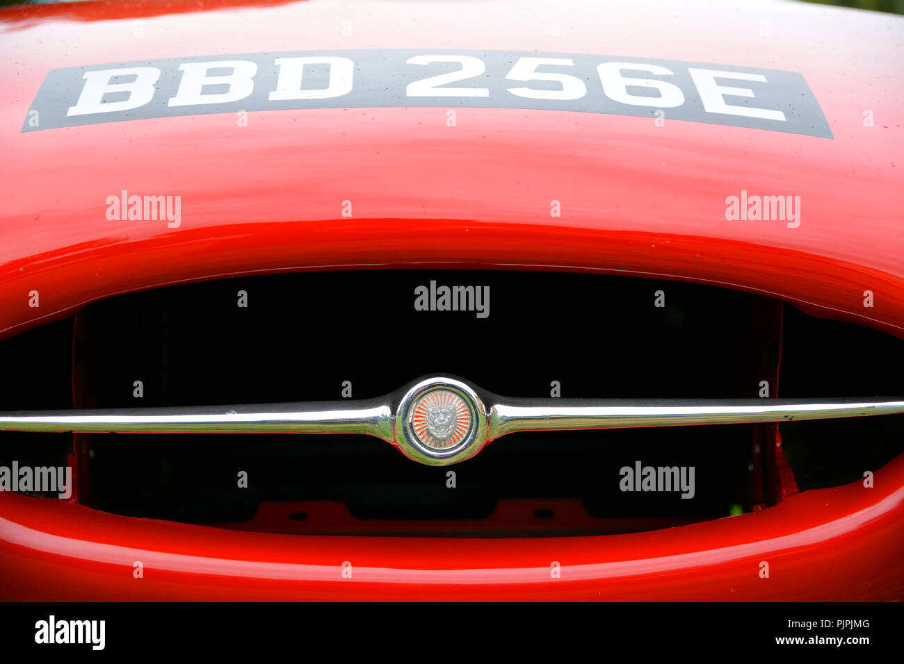 Close up photo d'une Jaguar Type E voiture classique Banque D'Images