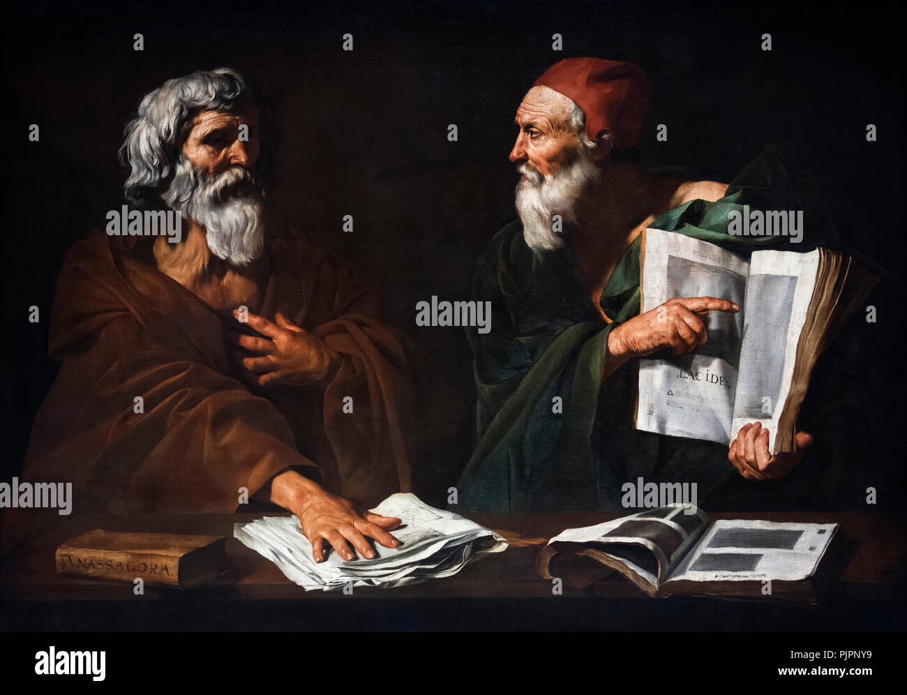 Deux philosophes (Anaxagones et Lacydes ?) par Jusepe DE RIBERA (José de Ribera c.1588/91- 1652/6), huile sur toile, c.1612 Banque D'Images