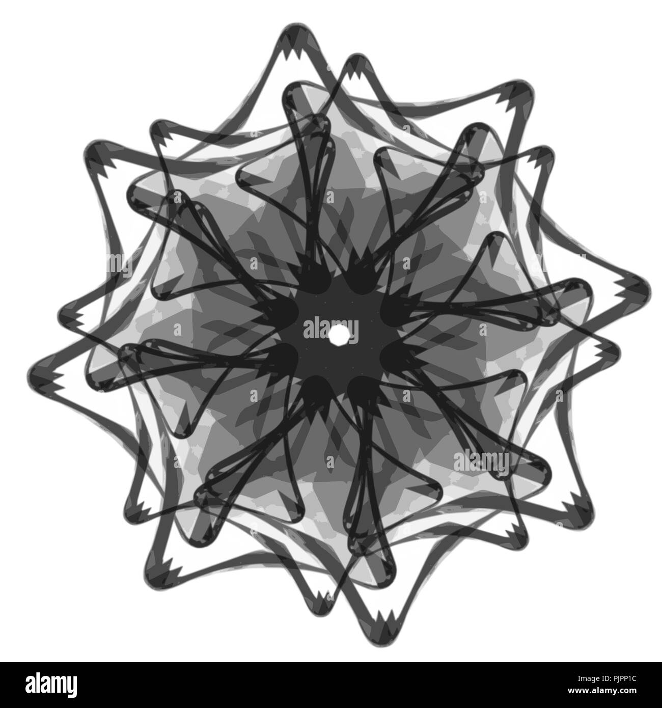 Mandala star noir motif aquarelle sur fond blanc, vector illustration Illustration de Vecteur