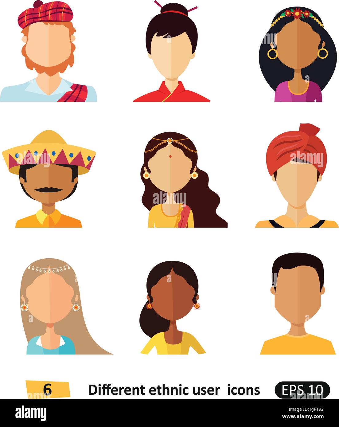L'icône Avatars télévision personnes de diverses nationalités en costumes traditionnels illustrations vectorielles Illustration de Vecteur