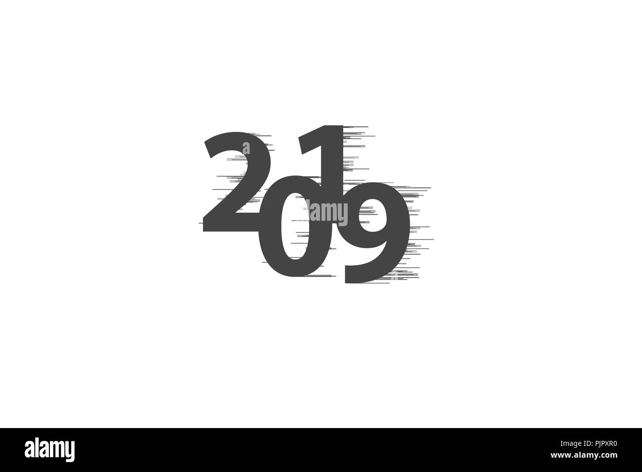 Bonne année 2019 avec la ligne rapide sur fond blanc Illustration de Vecteur