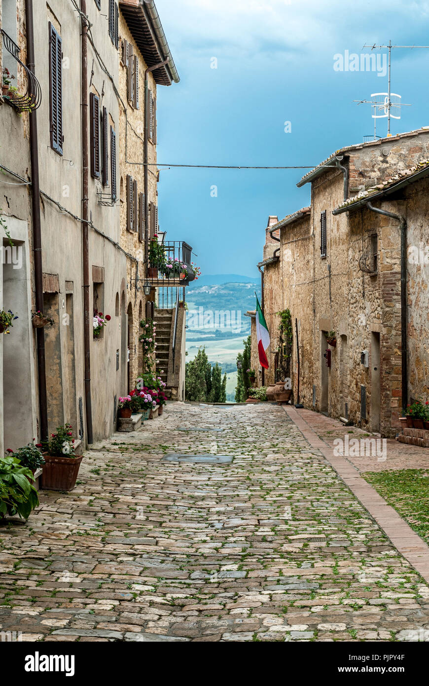 L'affichage classique dans la vieille ville de Pienza,Toscane,Italie,2018. Banque D'Images