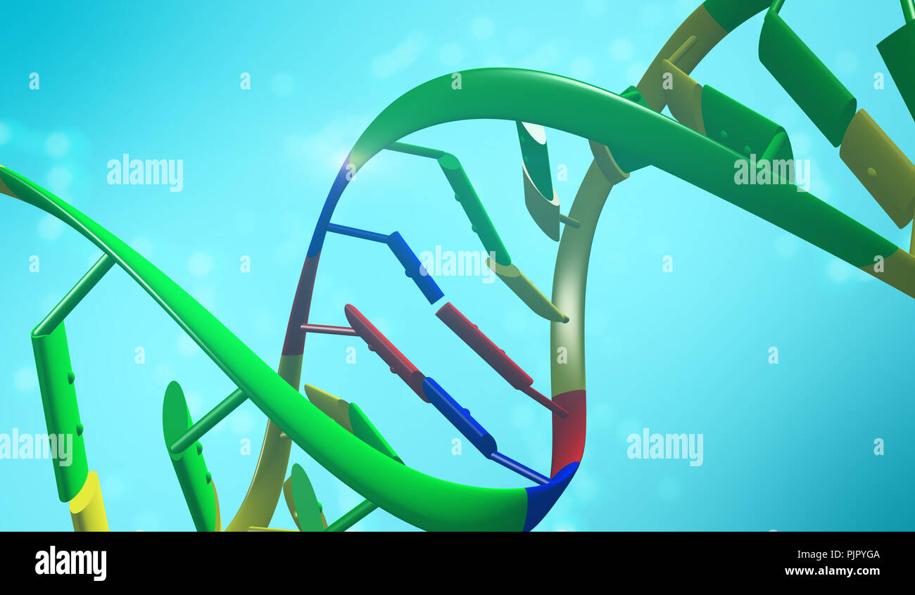 Double Hélice d'ADN sur le doux fond bleu. Sciense médicale, biotechnologie et manipulation du génome gène Concept Banque D'Images