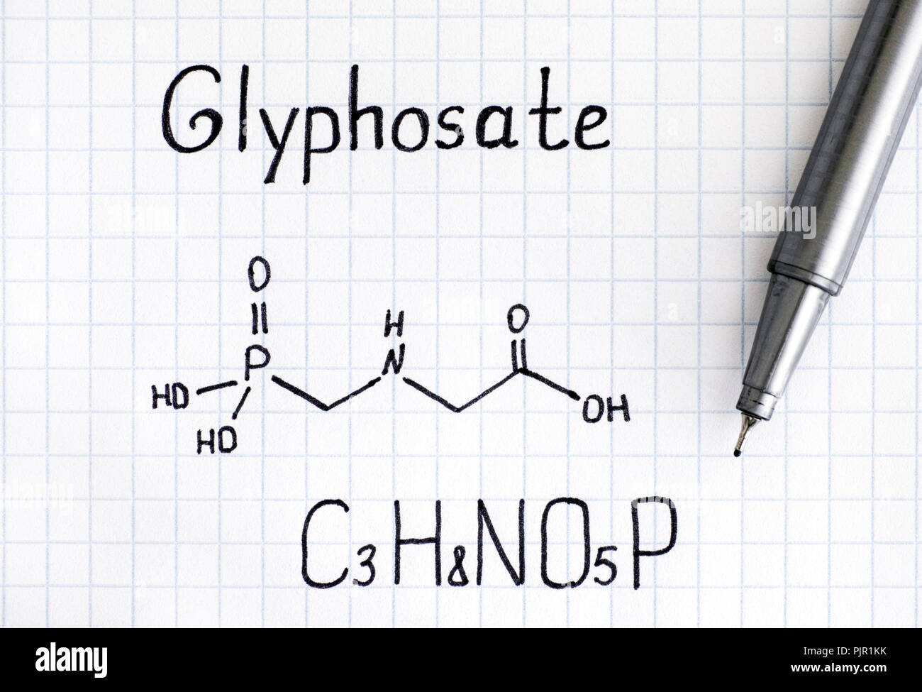 Formule chimique de glyphosate avec stylo. Close-up Photo Stock - Alamy