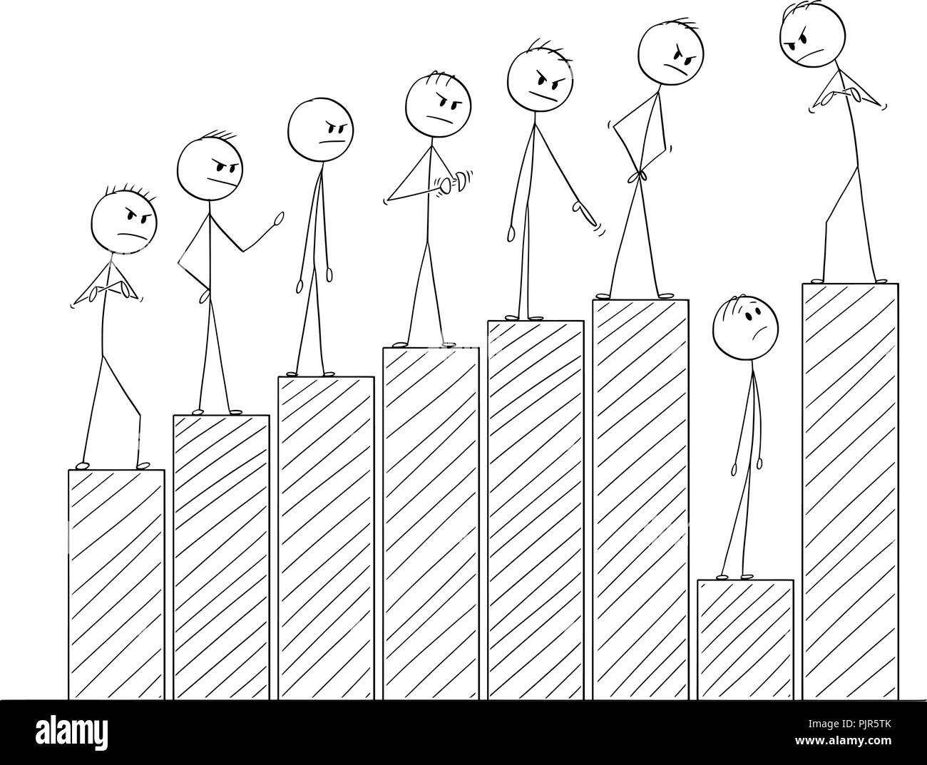 Caricature d'hommes debout à graphique ou Diagramme représentant les succès et de blâmer l'un d'entre eux à l'échec Illustration de Vecteur