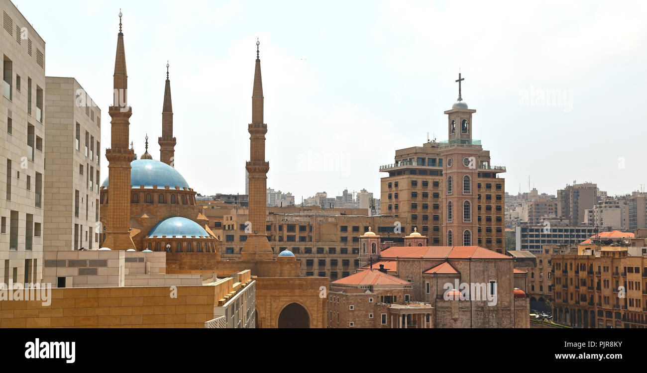 Panorama centre-ville de Beyrouth, Liban skyline Banque D'Images