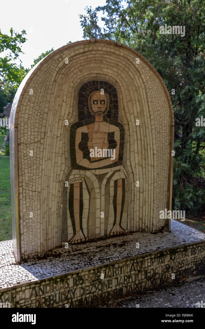 Tombe d'András Jaritz dans le cimetière Kerepesi (Fiume) Cimetière National Road, Budapest, Hongrie. Banque D'Images