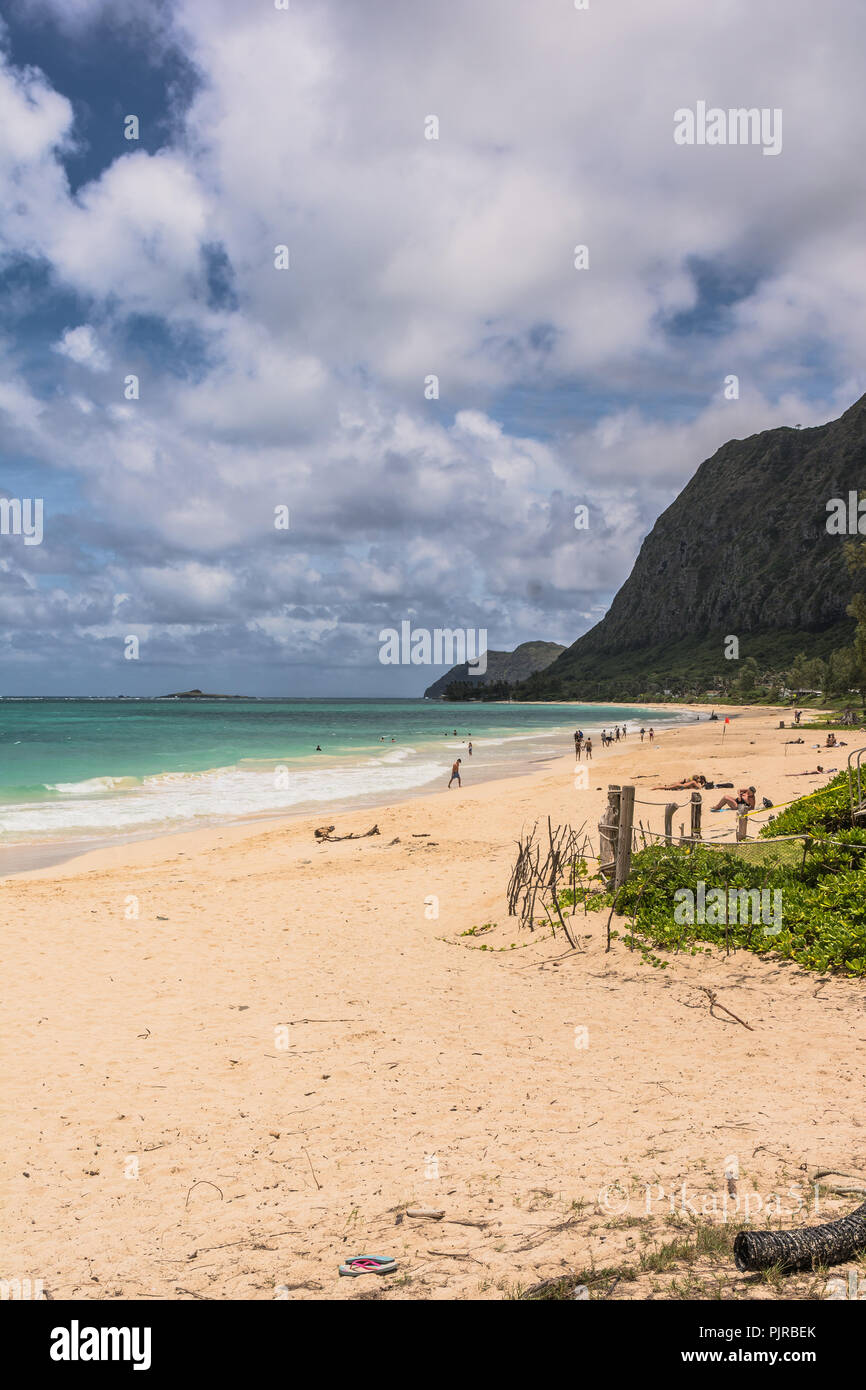 Waimanalo Beach à Oahu, Hawaii Banque D'Images