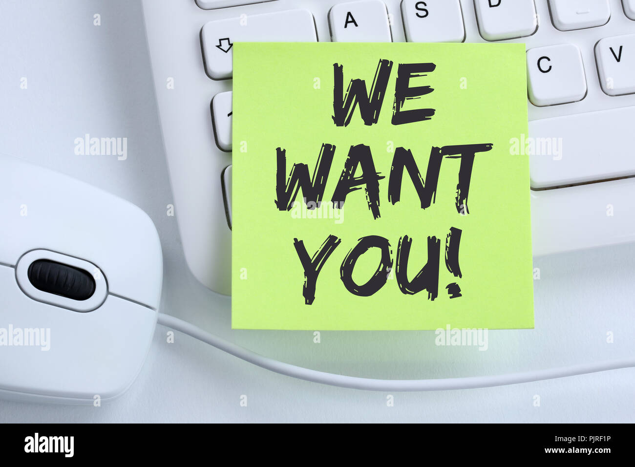 Nous voulons que vous de l'emploi, d'employés de l'entreprise carrière recrutement concept souris clavier de l'ordinateur Banque D'Images