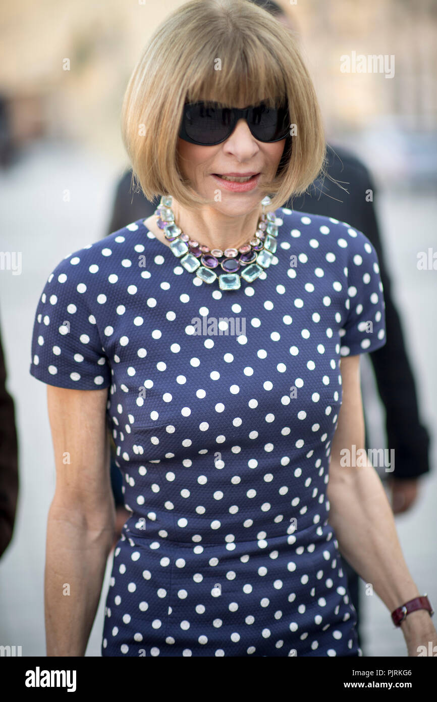 Rédacteur en chef de Vogue Anna Wintour arrive pour le Show Louis Vuitton  Place Vendôme à Paris pendant la Semaine de la mode printemps/été 2017  Photo Stock - Alamy