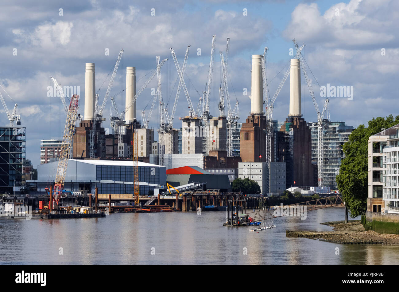 Grues au Battersea Power Station à Londres, Angleterre, Royaume-Uni, UK Banque D'Images