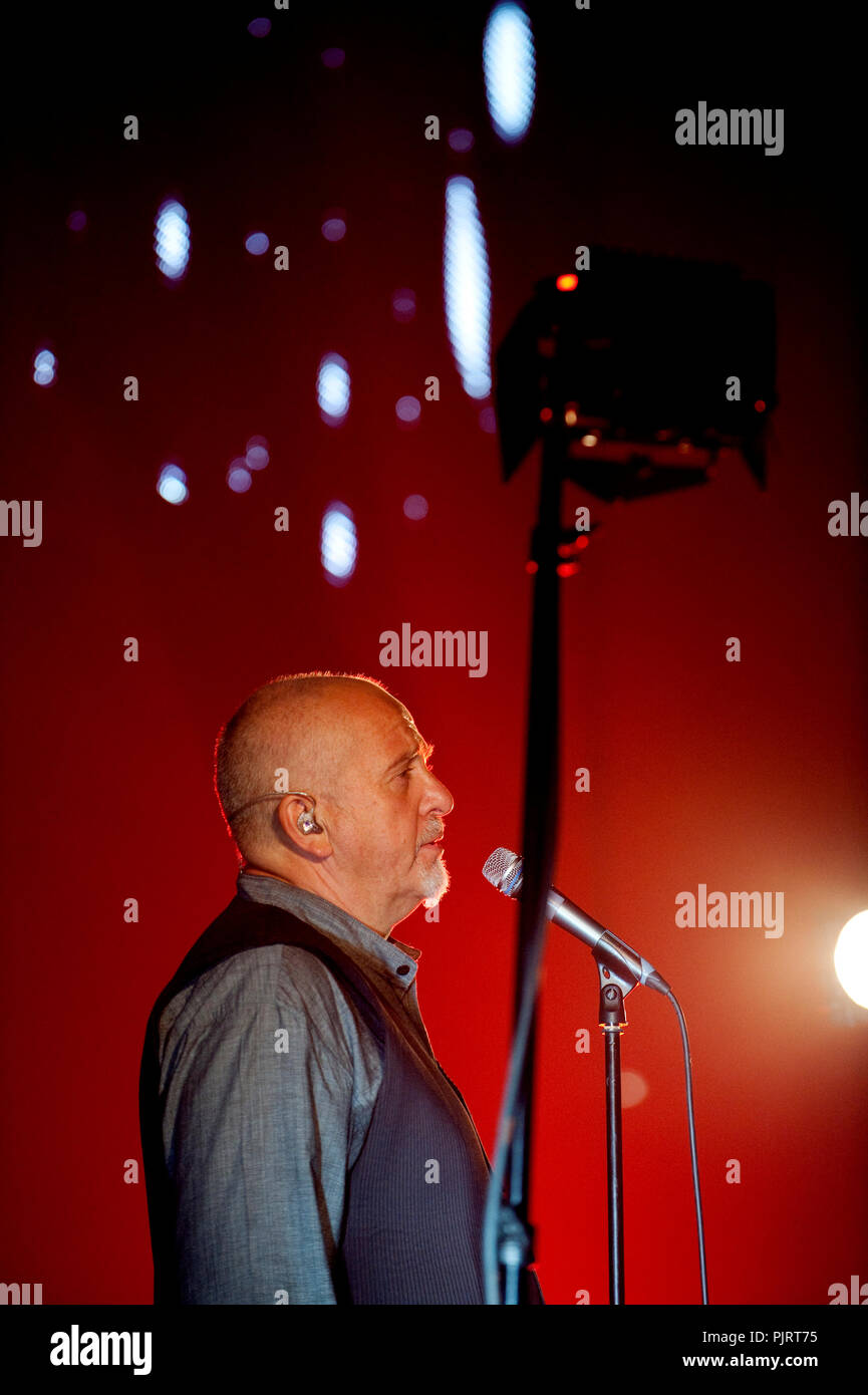 Peter Gabriel en concert avec son nouveau tour de sang à Bruxelles (Belgique, 16/09/2010) Banque D'Images