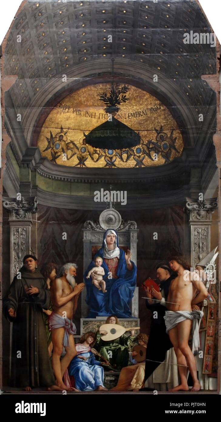 Giovanni Bellini - Madonna à trono col bambino e santi detta la Pala di San Giobbe. Banque D'Images