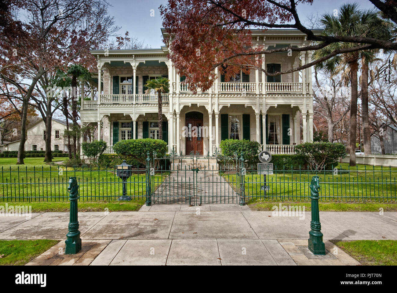 Chabot chambre style villa italienne, Texas, monument historique, en hiver, à Madison dans King William Street Historic District à San Antonio, Texas, USA Banque D'Images