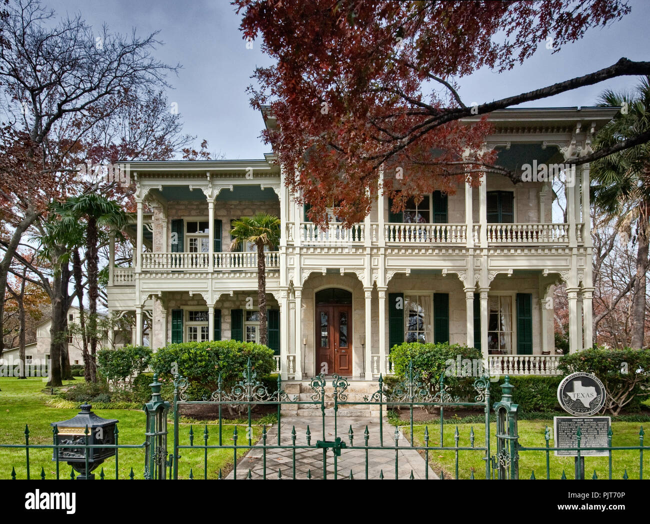 Chabot chambre style villa italienne, Texas, monument historique, en hiver, à Madison dans King William Street Historic District à San Antonio, Texas, USA Banque D'Images