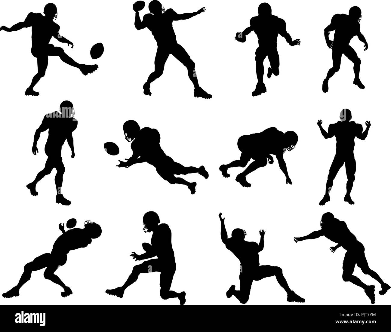American Football Player Silhouettes Illustration de Vecteur