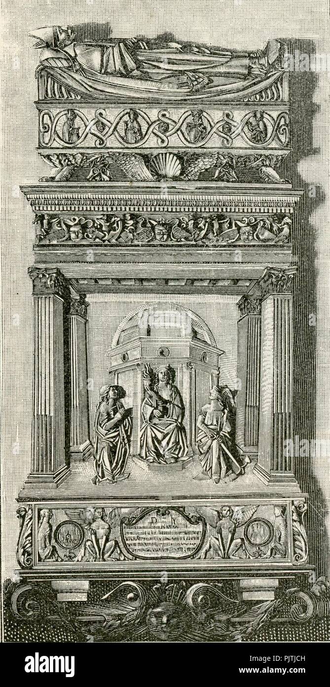 Basilique San Petronio monumento a Cesare Naccio vescovo di Amelia xilografia. Banque D'Images