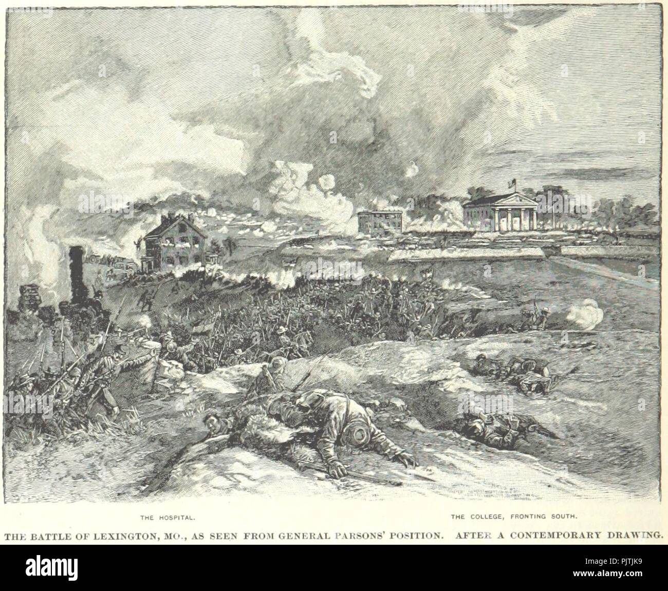 Bataille de Lexington du général Parsons' position. Banque D'Images