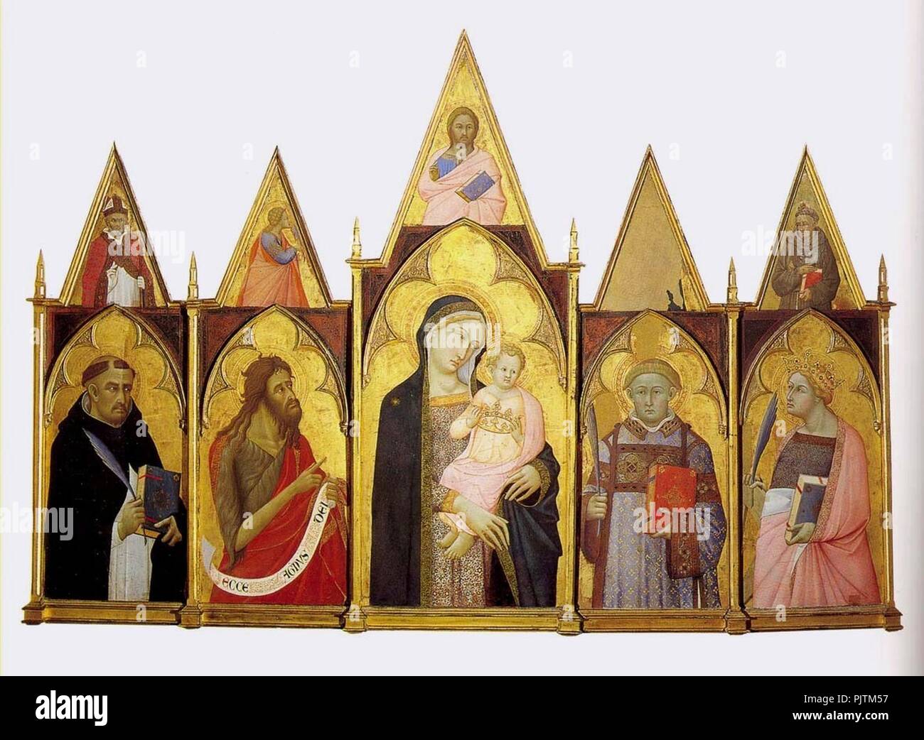 Bartolomeo Bulgarini. Madonna col bambino e Santi. Collezione privata, sarà esposto nei Musei Civici di San Gimignano. Banque D'Images
