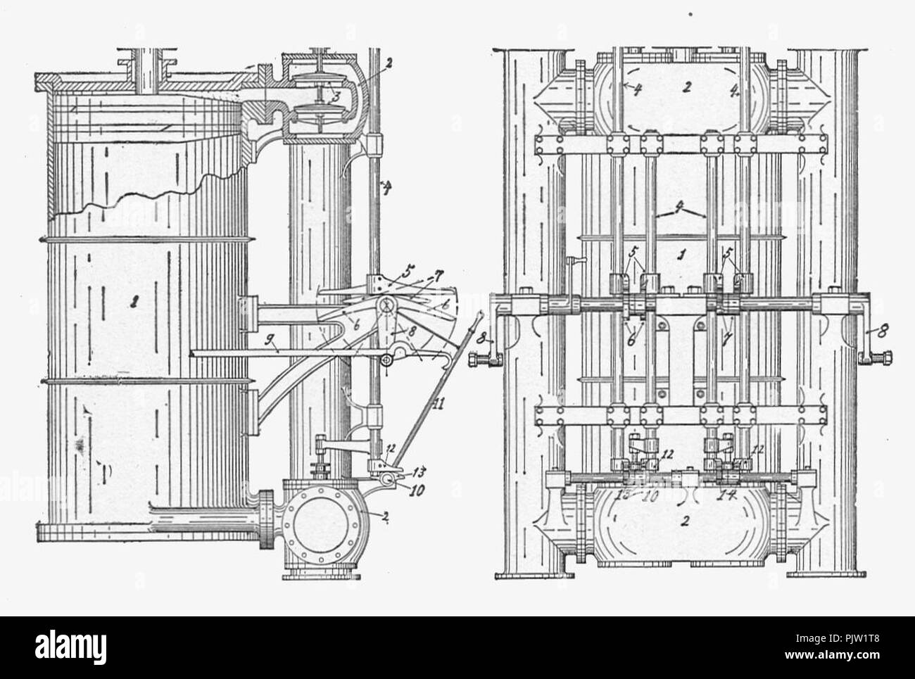 Moteur de cylindre avec double-beat (nouveau catéchisme de la machine à vapeur, 1904). Banque D'Images