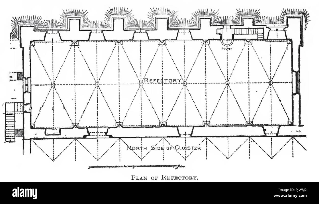 L'Abbaye de Bellapais, réfectoire, plan masse 1918. Banque D'Images