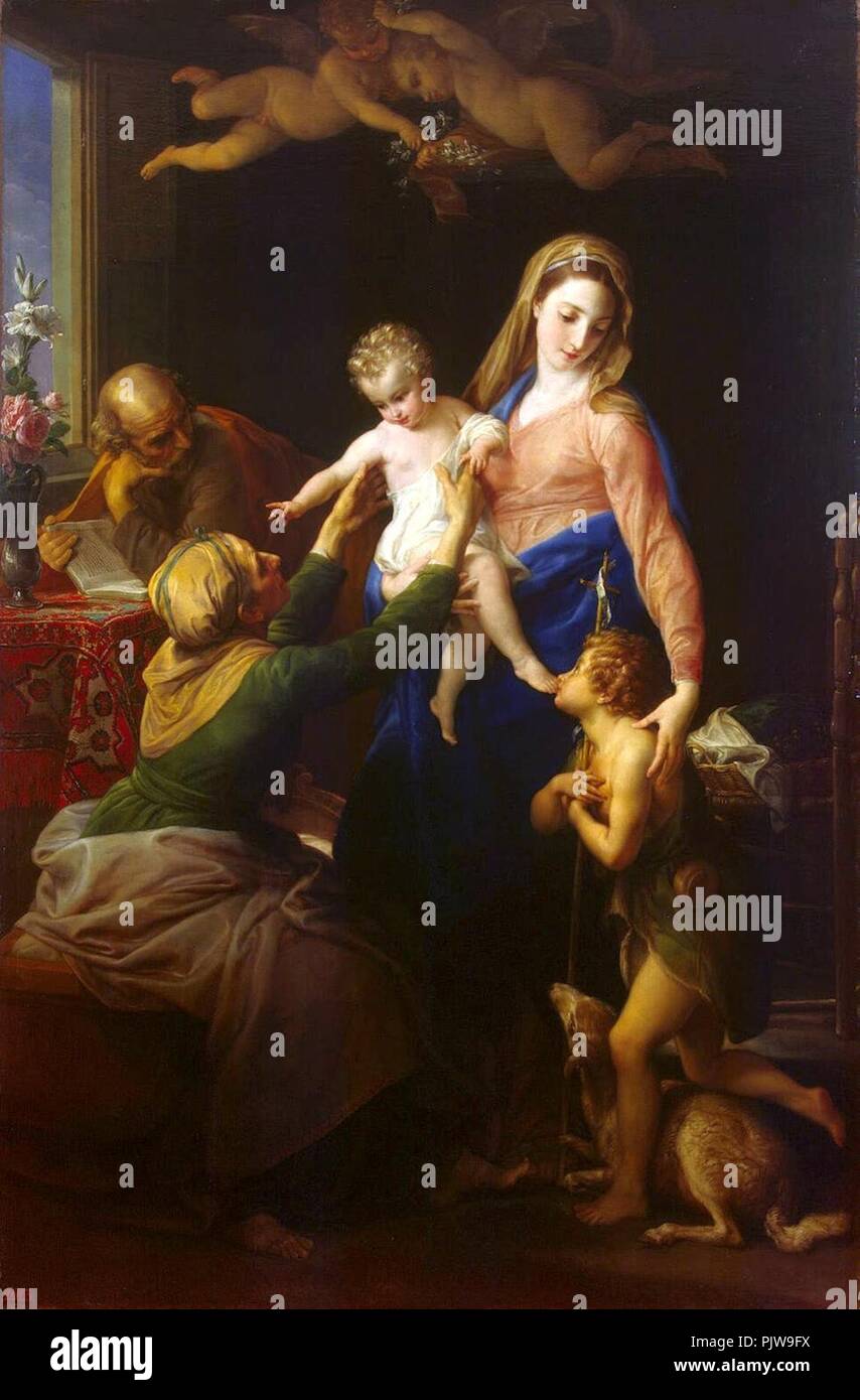 Pompeo Batoni - Sacra Famiglia con i santi Elisabetta e Giovanni Battista (1777). Banque D'Images
