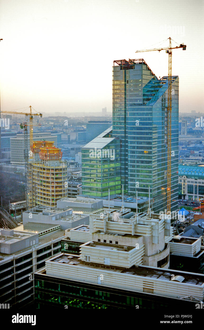La Tour Dexia à Bruxelles pendant sa construction (Belgique, 14/01/2006) Banque D'Images