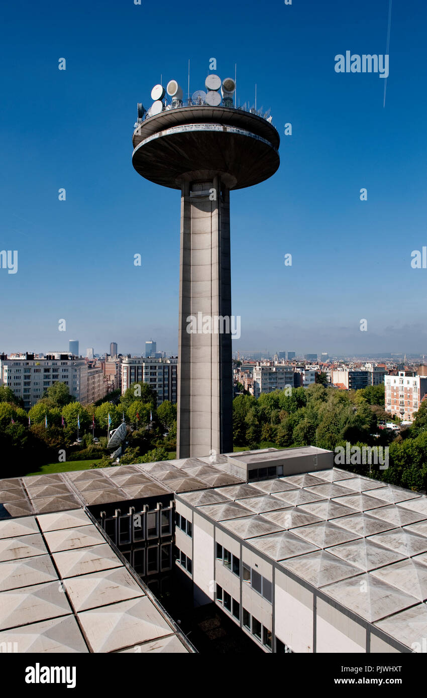Vue panoramique sur Bruxelles et la VRT / RTBF tower à Schaerbeek (Belgique, 21/09/2010) Banque D'Images