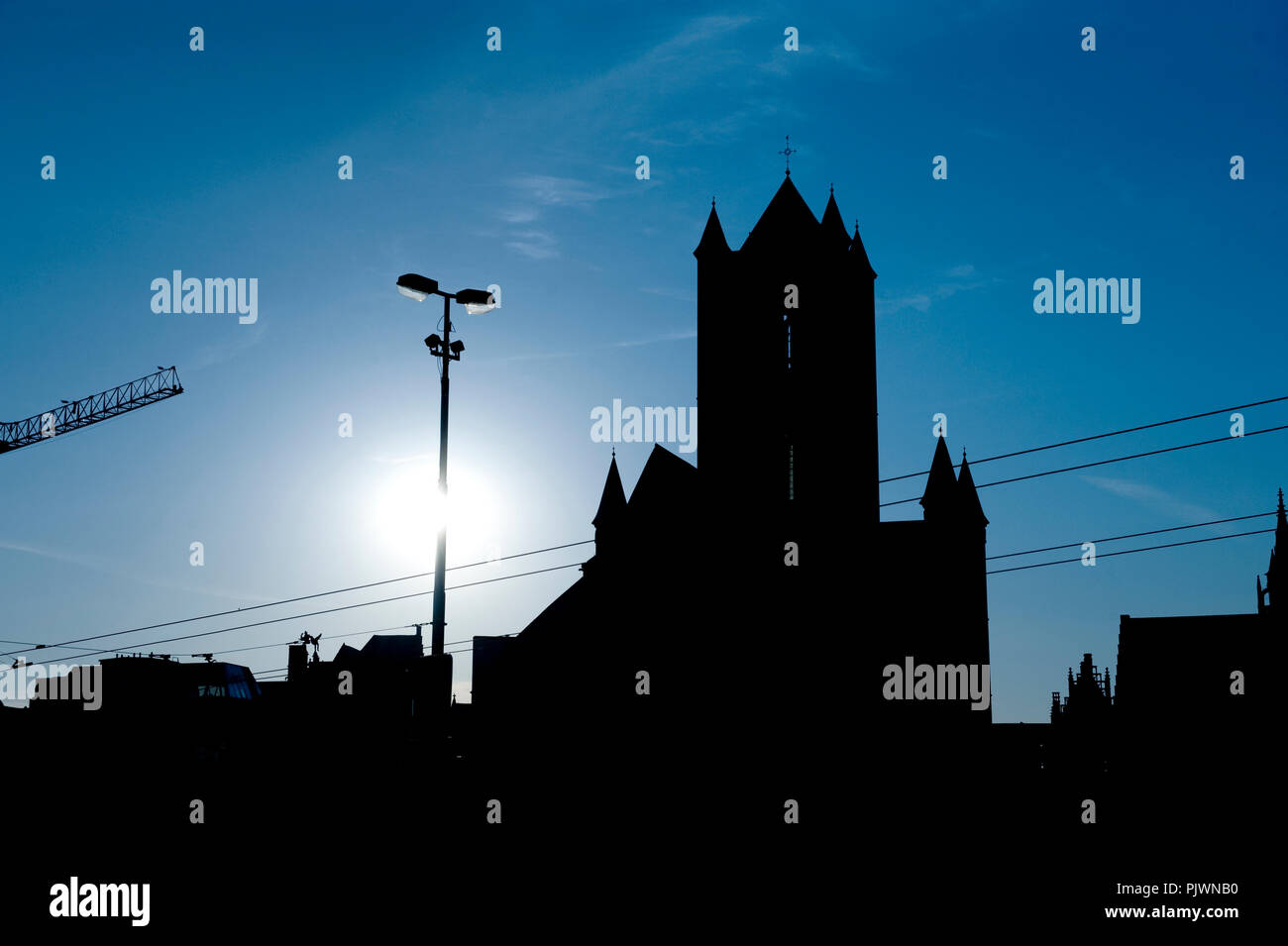 L'église St Nicolas sur la place Emile Braun à Gand (Belgique, 20/03/2009) Banque D'Images