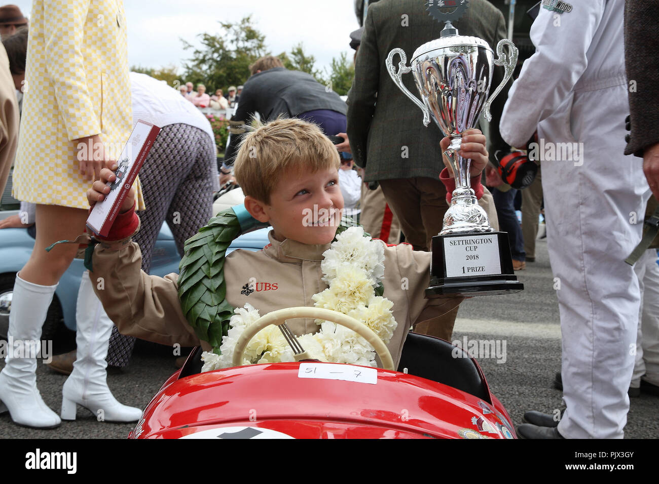 Goodwood, West Sussex, UK. Le 9 septembre 2018. Dark Harry Settrington Cup Race 2 gagnant à la 20e Goodwood Revival à Goodwood, West Sussex, UK. © Malcolm Greig/Alamy Live News Banque D'Images