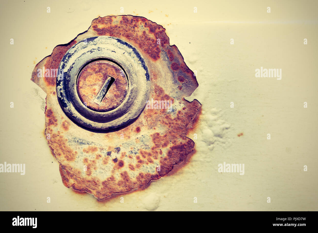 Serrure de porte ancienne pour voiture utilisée comme backgroun. Style rétro. Banque D'Images