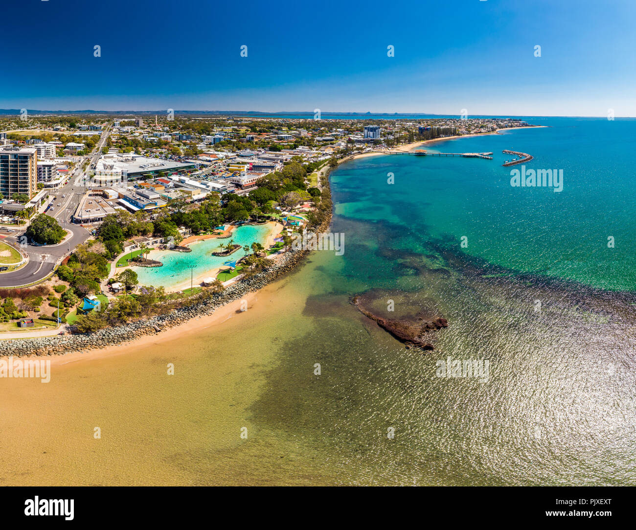 Vue aérienne de drone Règlement Cove Lagoon, Redcliffe, Brisbane, Australie  Photo Stock - Alamy