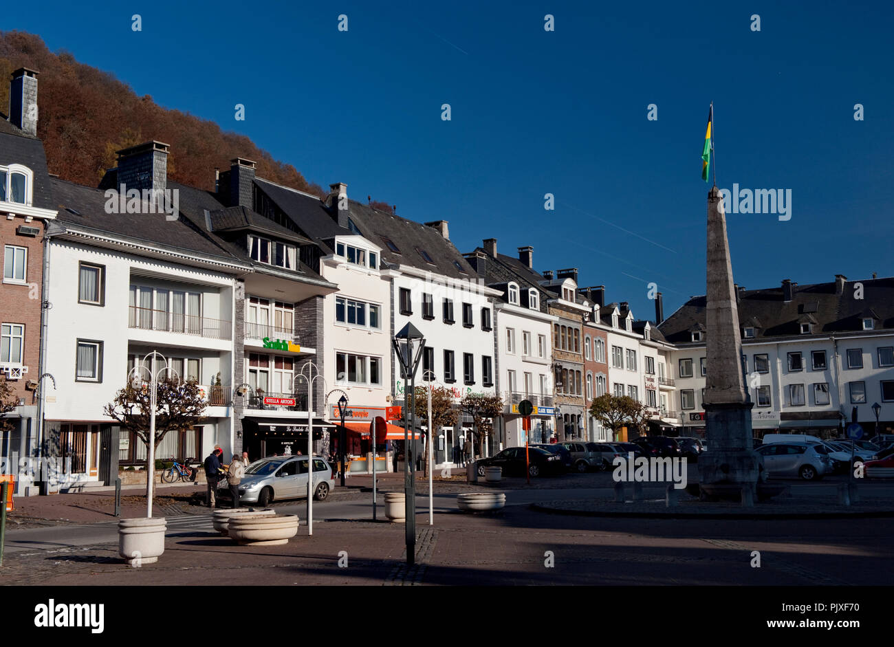 La place Albert Ier à Malmedy, dans le Eastens Cantons (Belgique, 15/11/2011) Banque D'Images